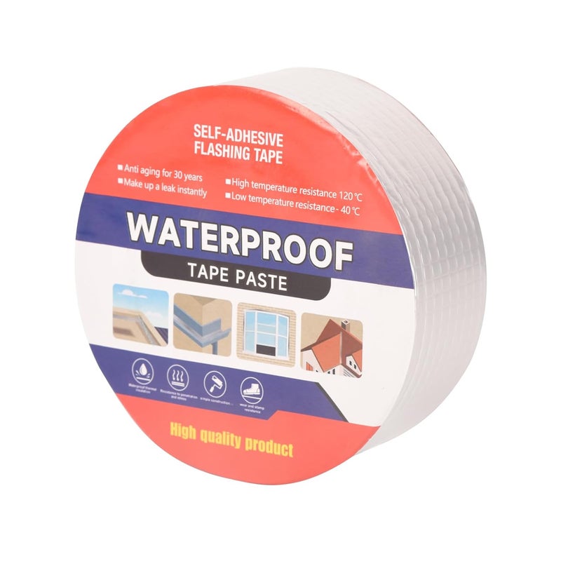 LFGUD 2" W X 32.8'L Waterproof Tape for Leaks Aluminum Butyl Tape with Adhesive for RV Repair, Glass Repairs, Air Mattress Patch, Window Caulking, Boat Sealing, Roof Patching - Image 1